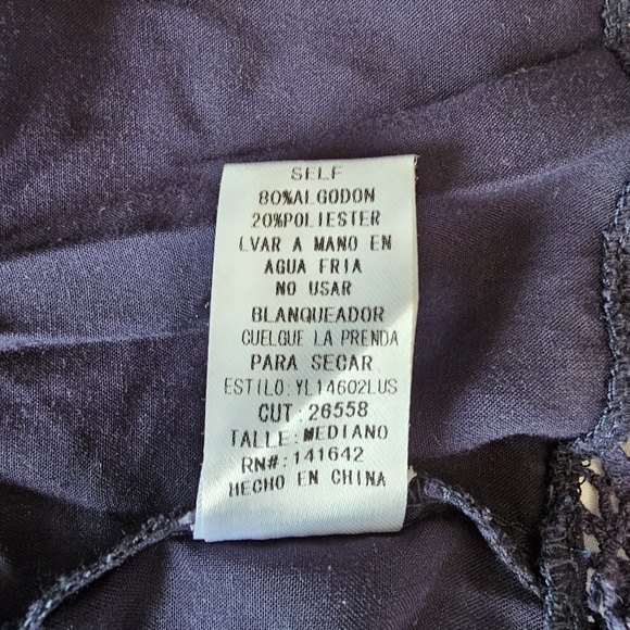 Lulu's Sleeveless Shift Navy Blue Cotton Blend Lace Accents Summer Short Dress M - Picture 11 of 11